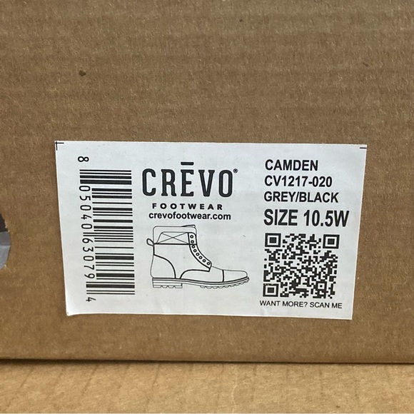 NWT Crevo Men's Camden Leather Boots in Grey/Black Multiple Sizes - Picture 4 of 4